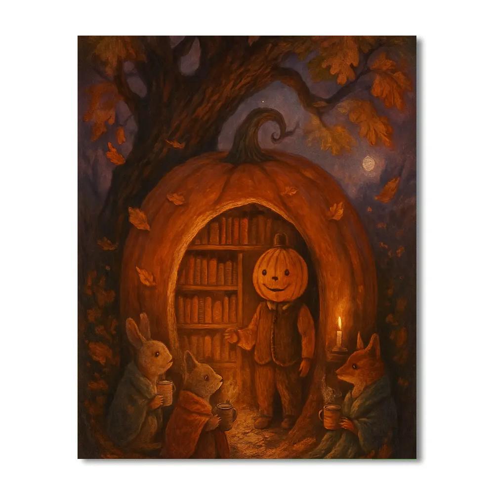 Pumpkin Library Under The Oak Tree Number painting