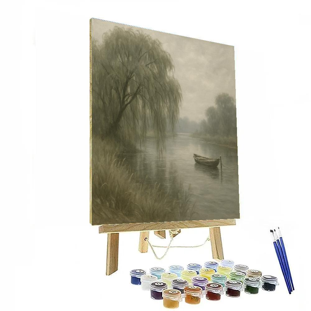 Misty River Willow Morning Paint by numbers art