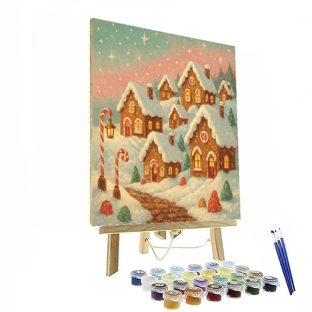 Gingerbread Village Under Sugar Snow DIY paint by numbers