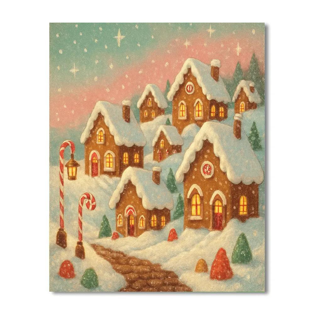 Gingerbread Village Under Sugar Snow DIY paint by numbers