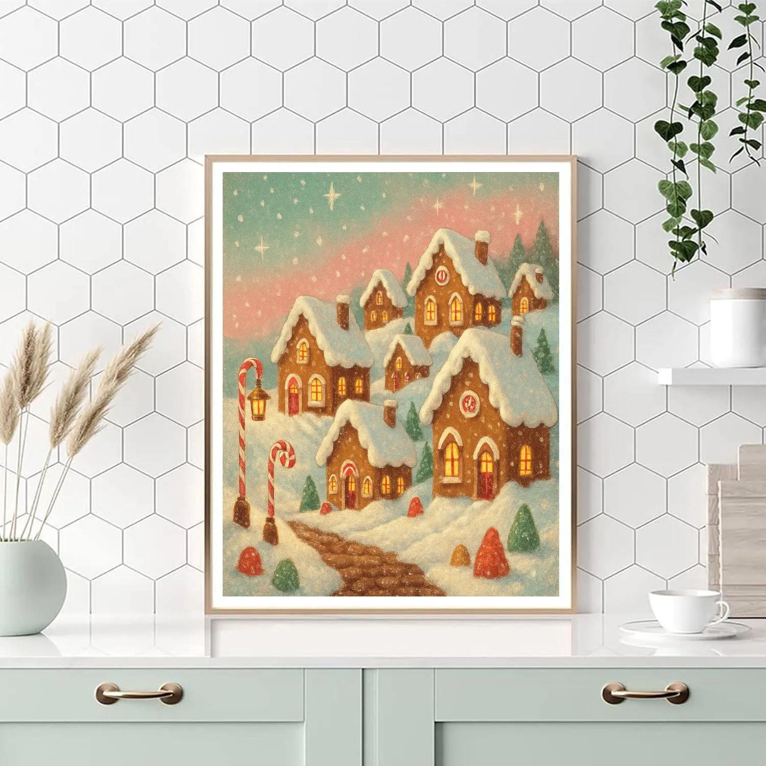Gingerbread Village Under Sugar Snow DIY paint by numbers