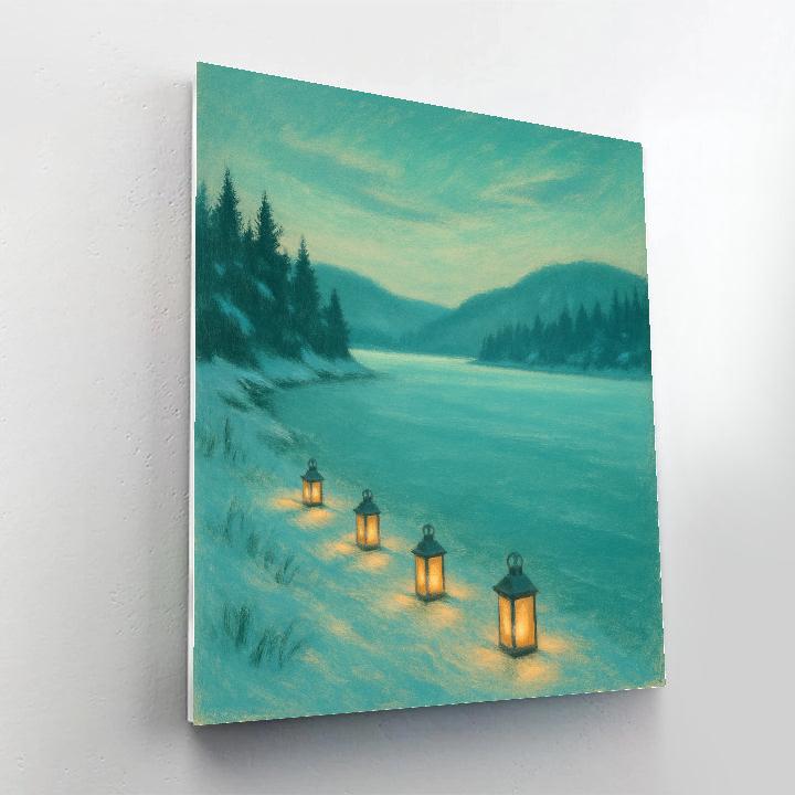 Frozen Lake Lantern Walk paint by numbers