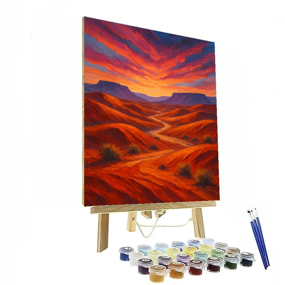 Crimson Dunes At Sunset Number painting
