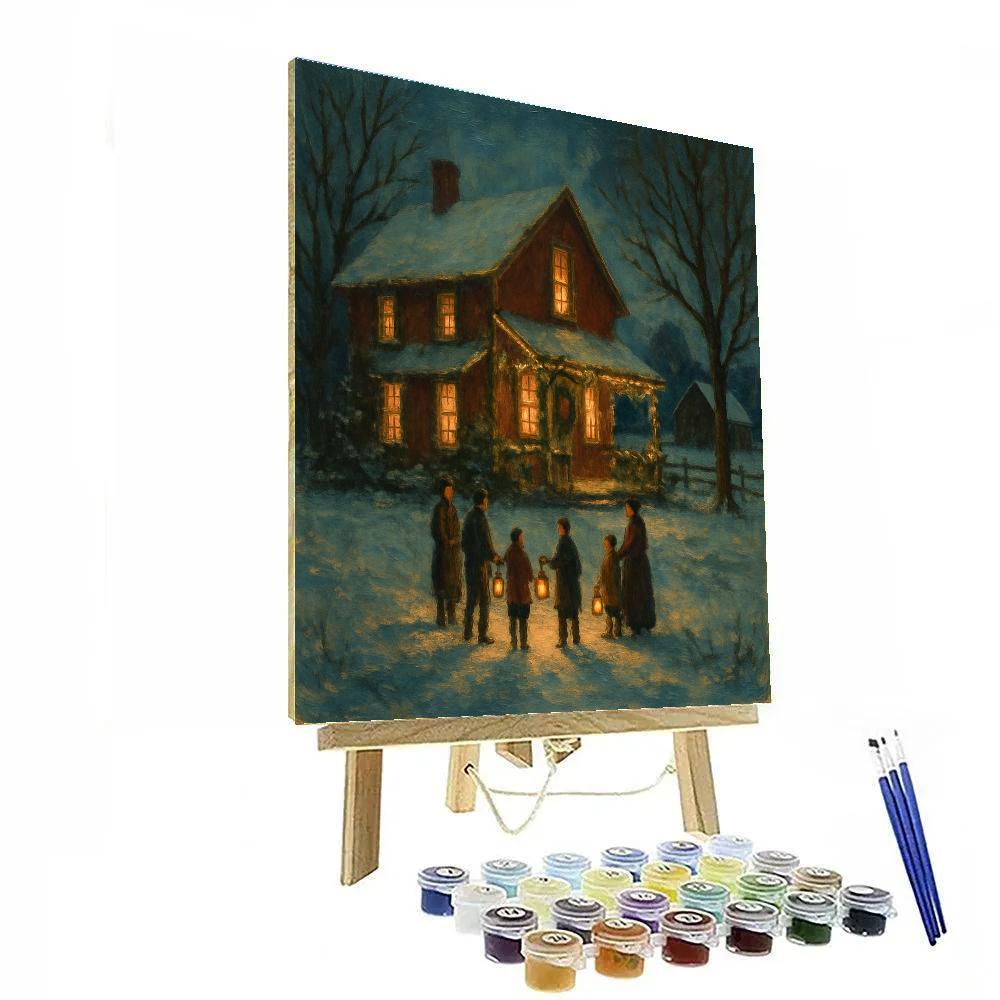 Snowy Farmhouse Lantern Gathering Paint by numbers kits