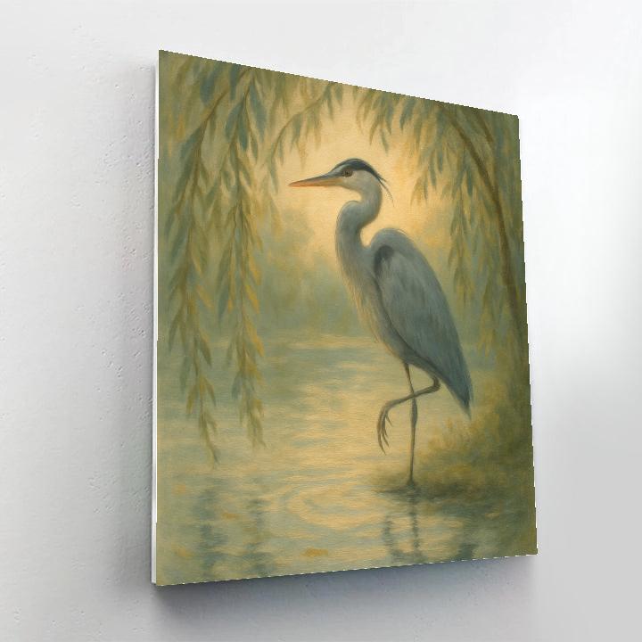 Heron At The Willow Reflections Number painting