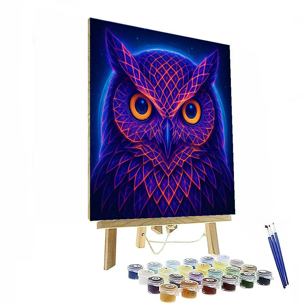 Cosmic Owl Lattice Vision Paint by numbers art