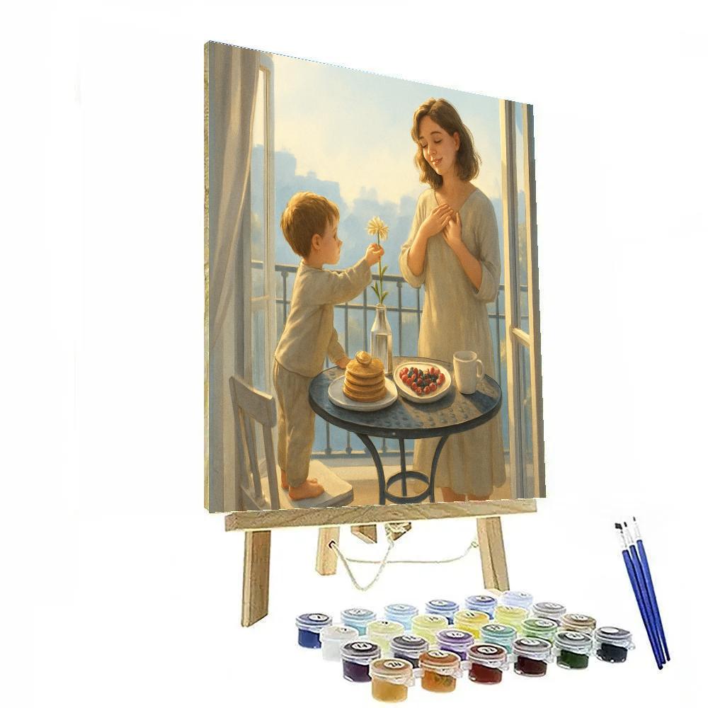 Mothers Day Breakfast Balcony Moment painting number kit