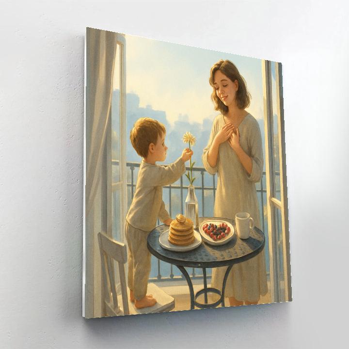 Mothers Day Breakfast Balcony Moment painting number kit