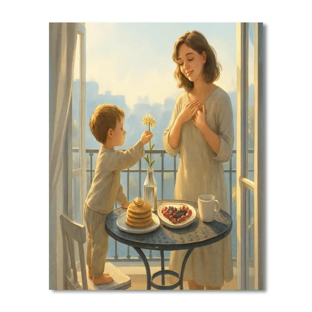 Mothers Day Breakfast Balcony Moment painting number kit