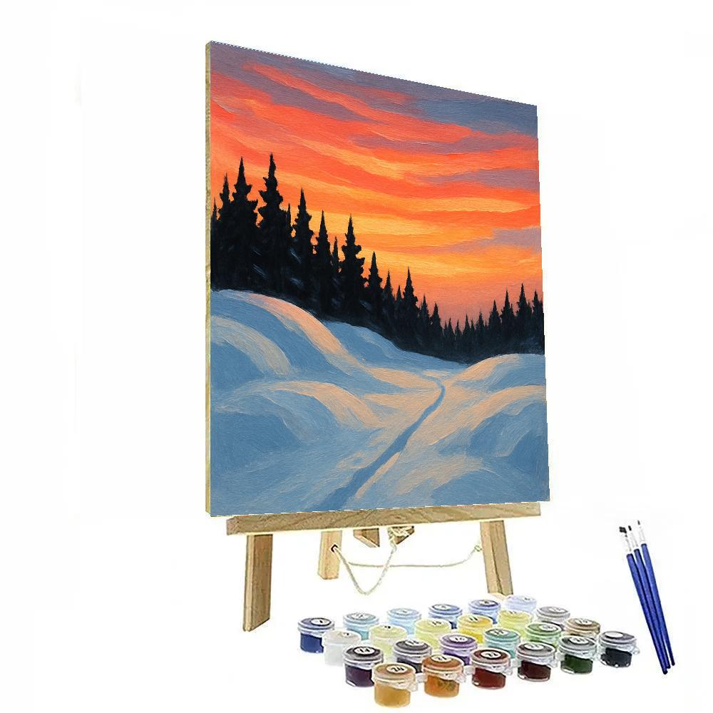 Evergreen Ridge Winter Sunset paint by number