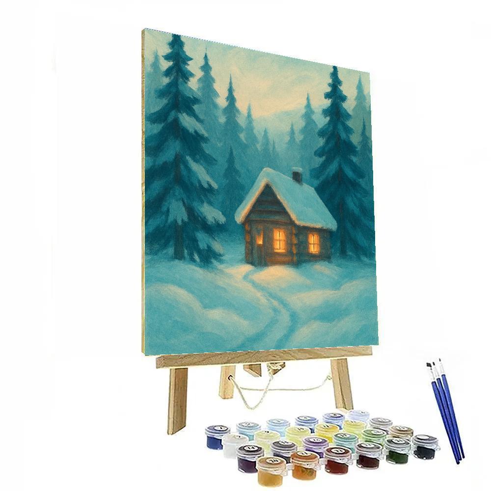 Snowkissed Cabin In Pine Hollow Number painting