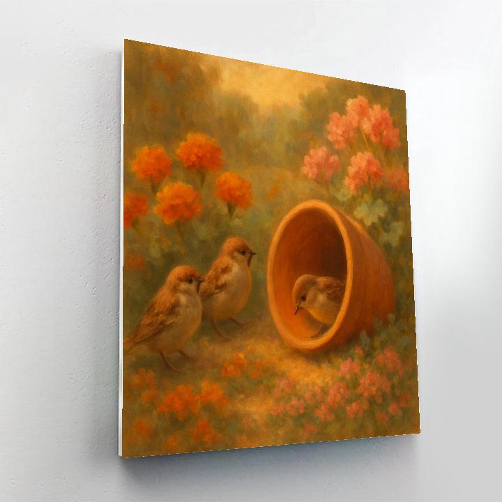 Garden Sparrows In The Clay Pot Haven Paint by numbers art