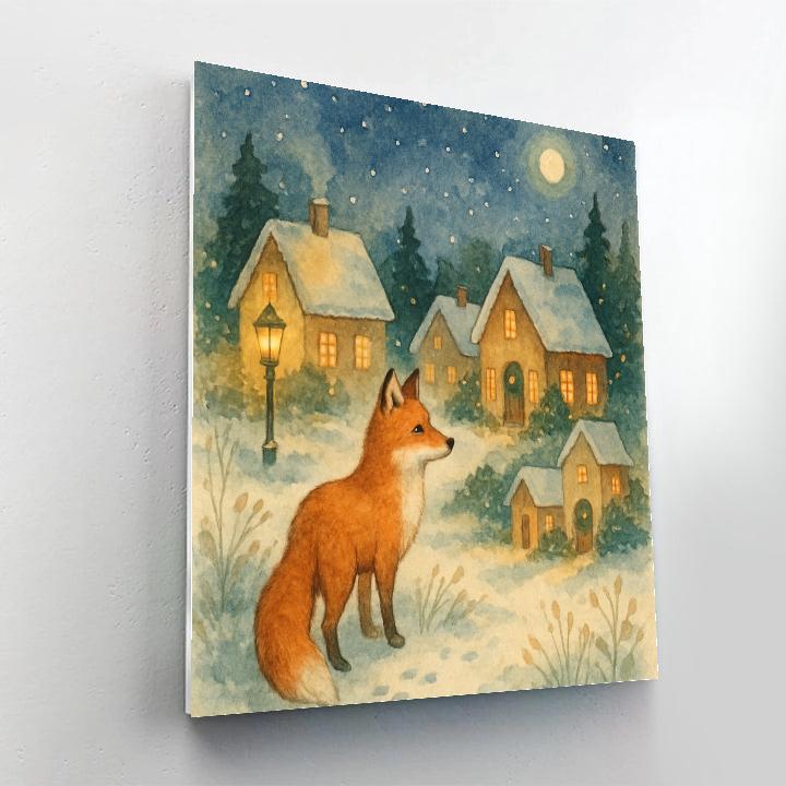 Christmas Eve Fox At The Village Edge Numbered painting kits