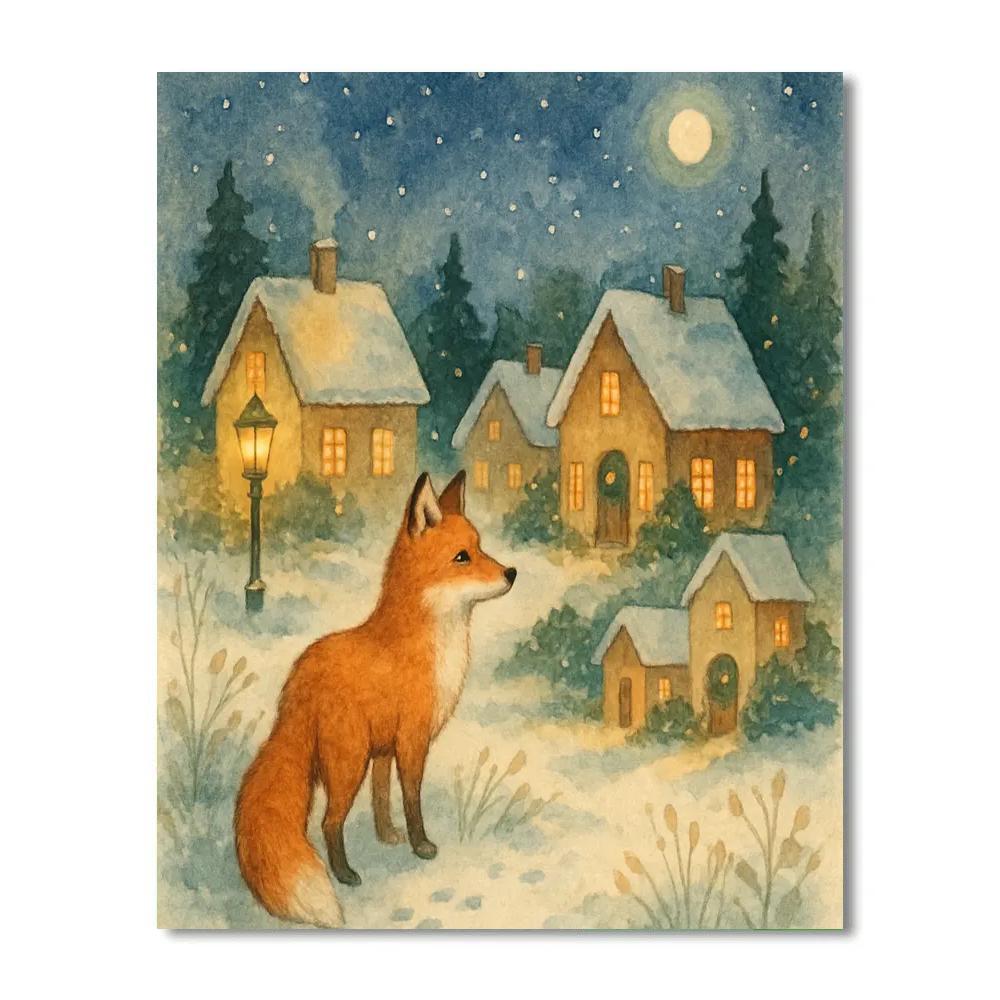 Christmas Eve Fox At The Village Edge Numbered painting kits