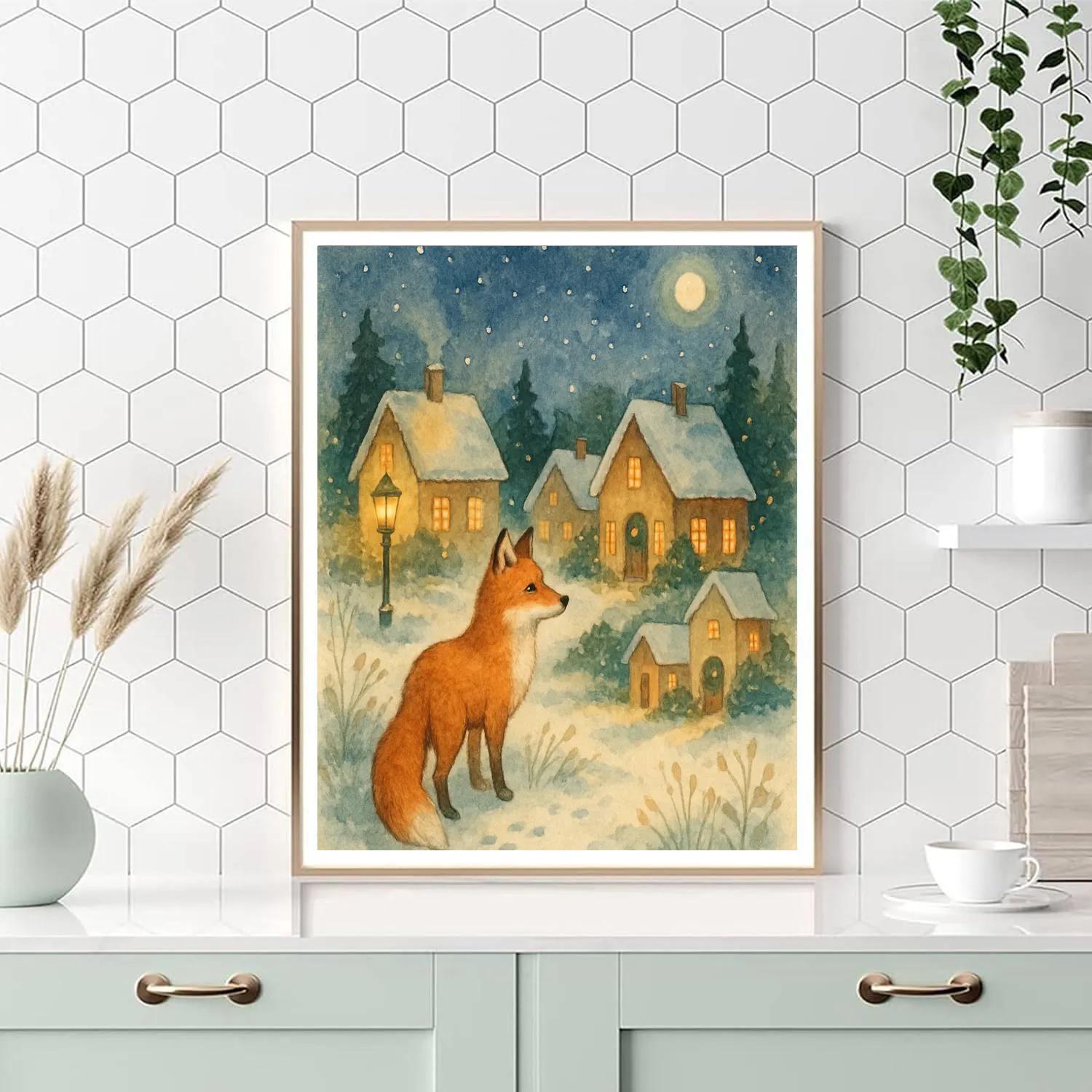 Christmas Eve Fox At The Village Edge Numbered painting kits