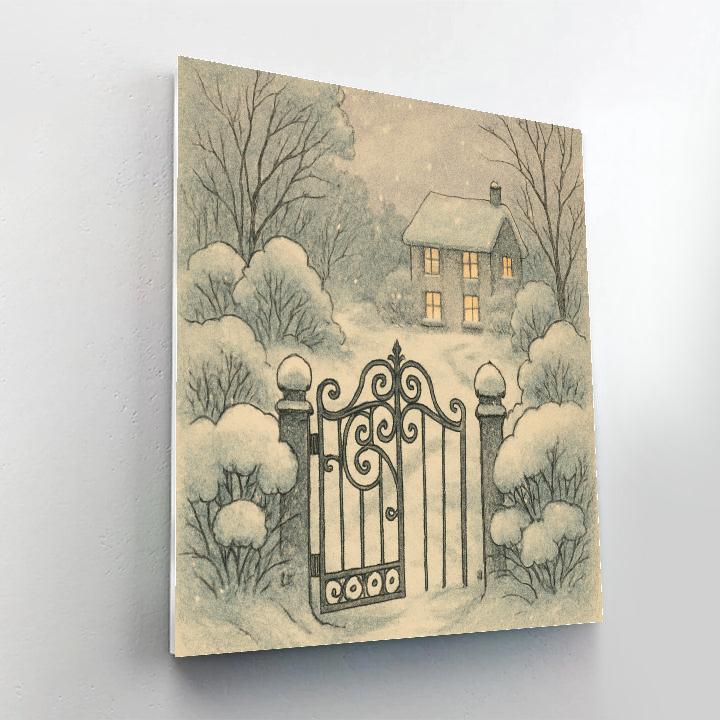 Snowy Garden Gate Glow Numbered painting kits