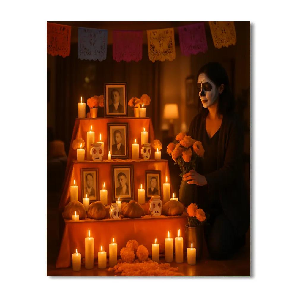 Dia De Muertos Evening Ofrenda In Mexico City Home Paint by numbers kits