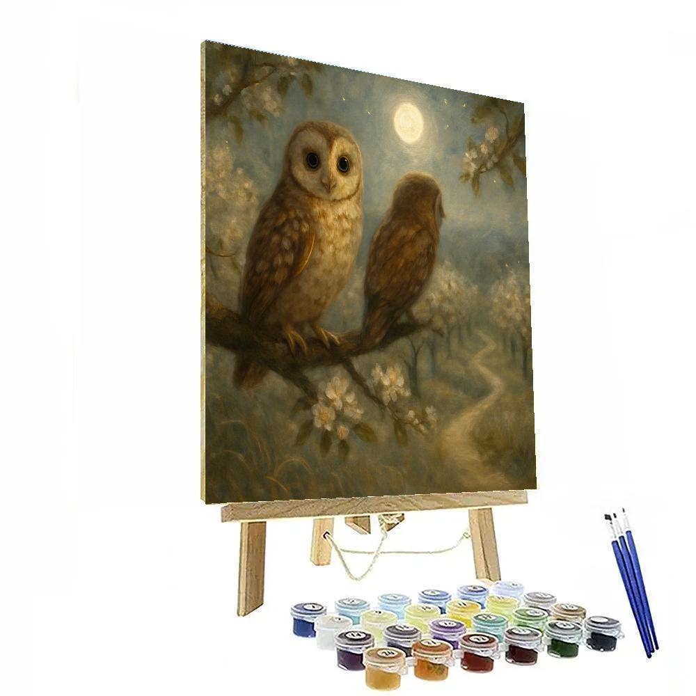 Moonlit Owls Above The Quiet Orchard DIY paint by numbers