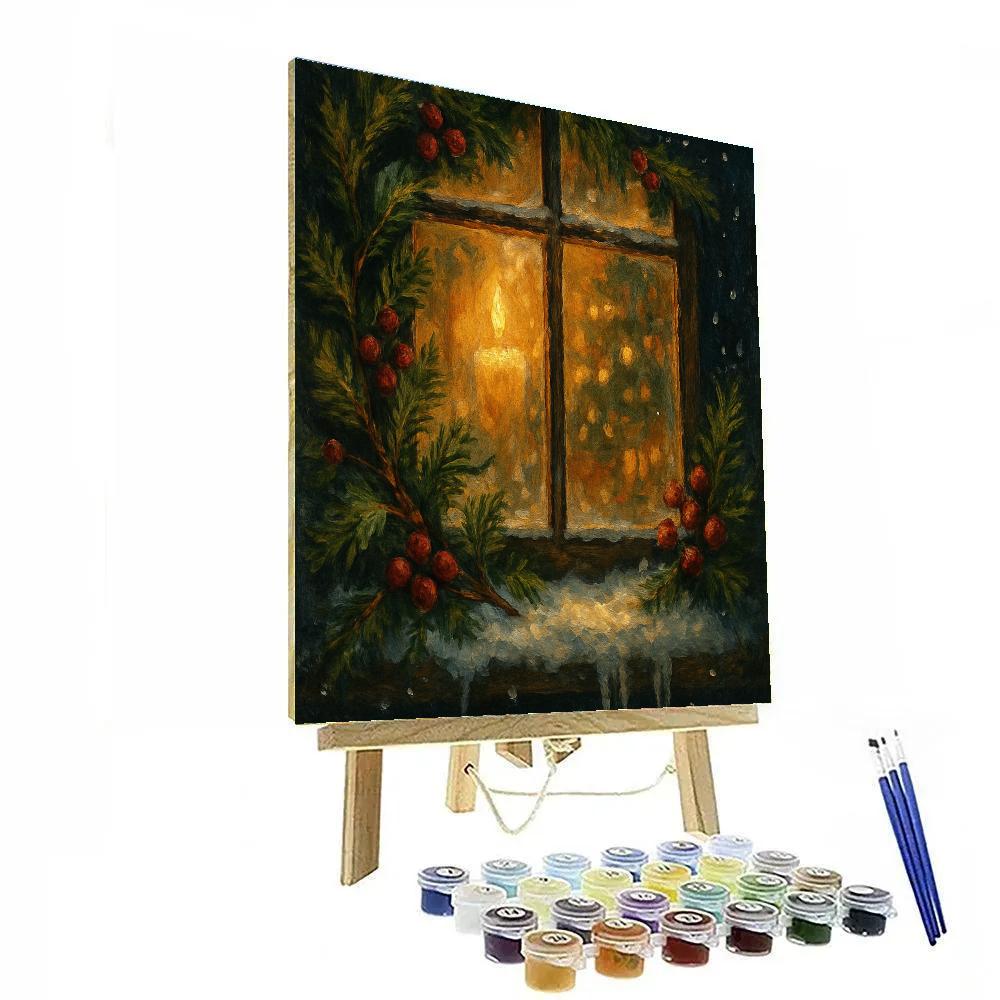 Candlelit Christmas Window Garden Paint by numbers art