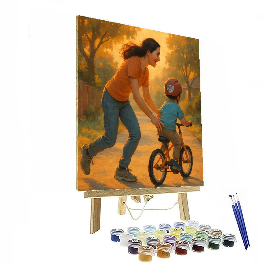 Learning To Ride With Moms Steady Hands paint by number
