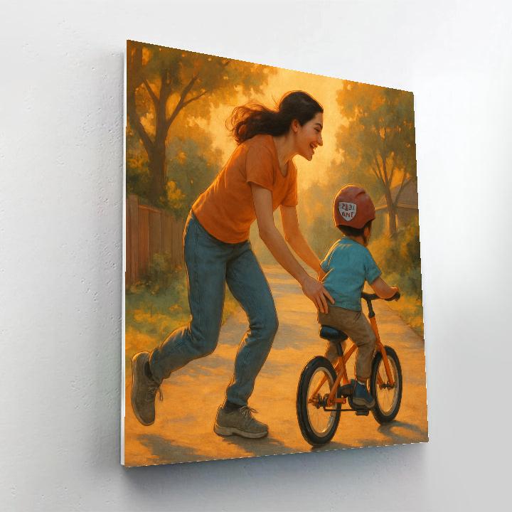 Learning To Ride With Moms Steady Hands paint by number