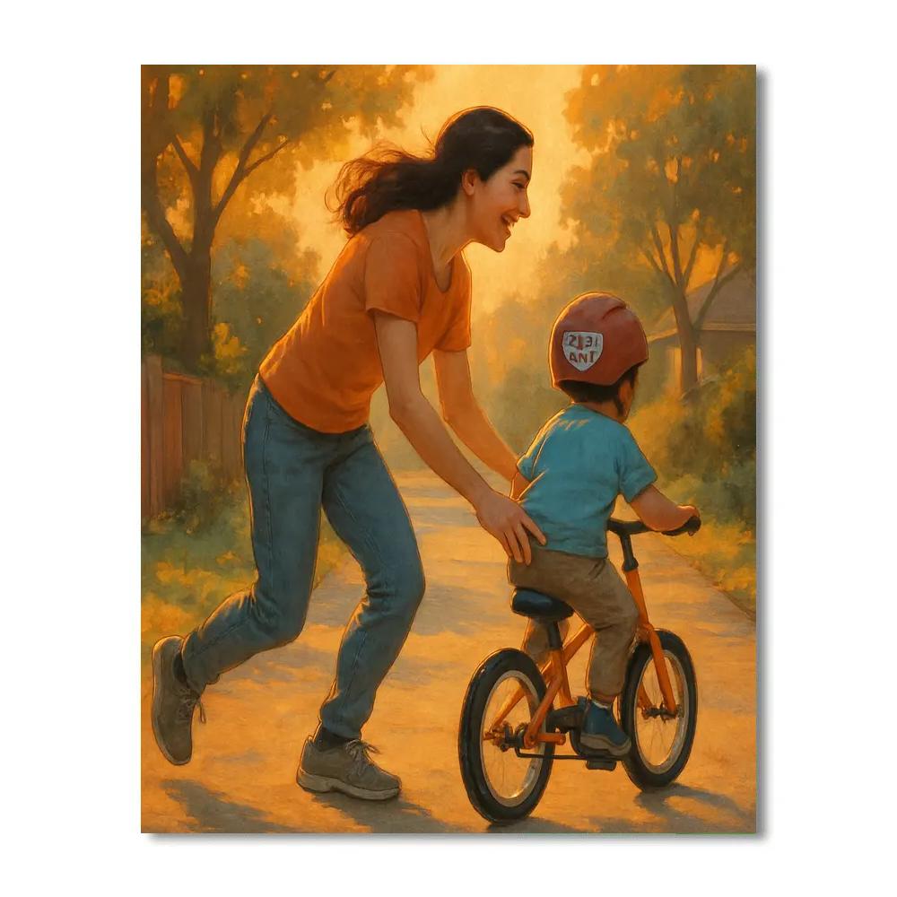 Learning To Ride With Moms Steady Hands paint by number