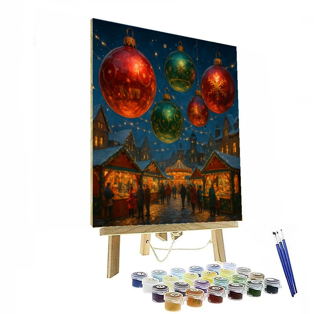 Christmas Market Under Glass Ornaments Sky Paint by numbers art