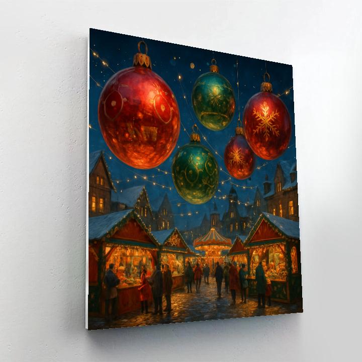 Christmas Market Under Glass Ornaments Sky Paint by numbers art