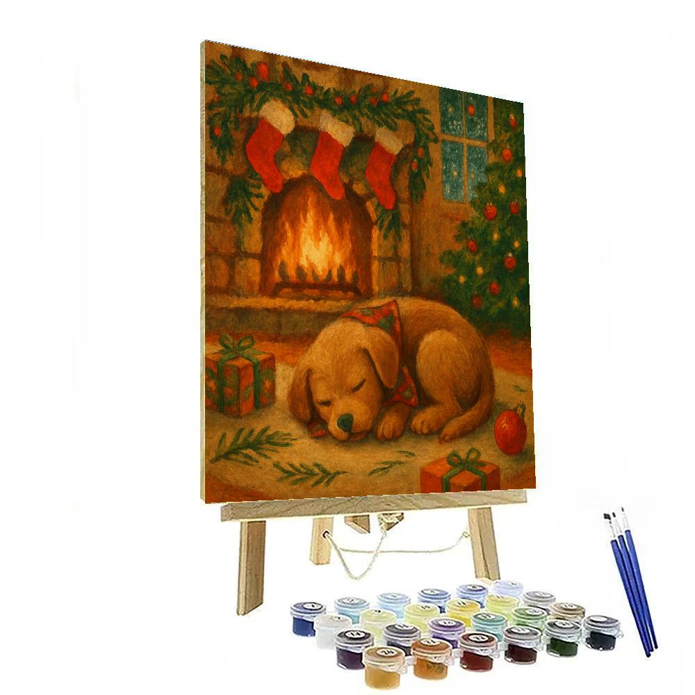 Puppy Christmas Morning By The Hearth Paint by numbers kits