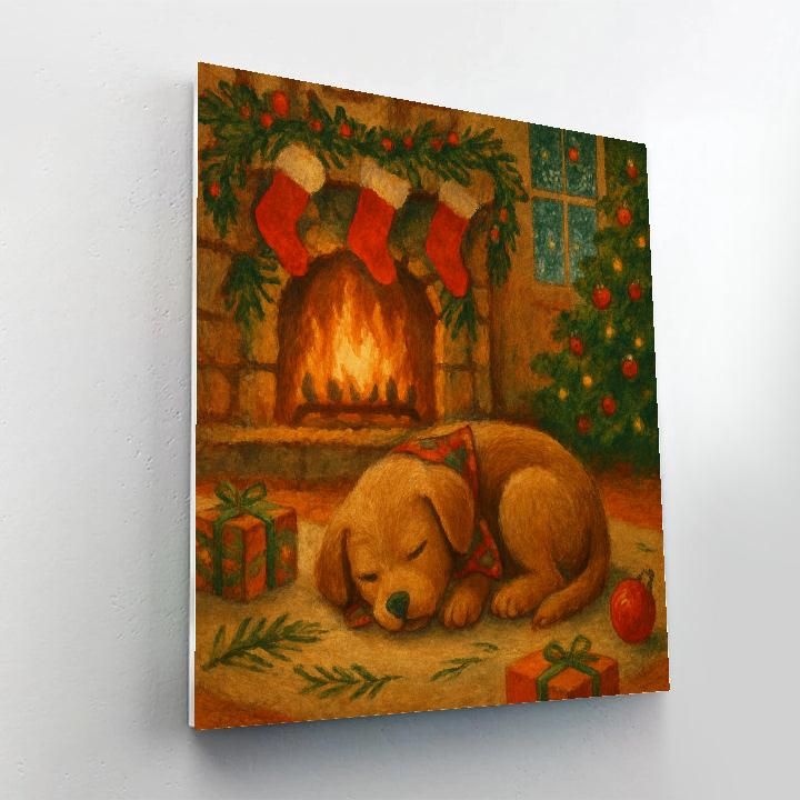 Puppy Christmas Morning By The Hearth Paint by numbers kits