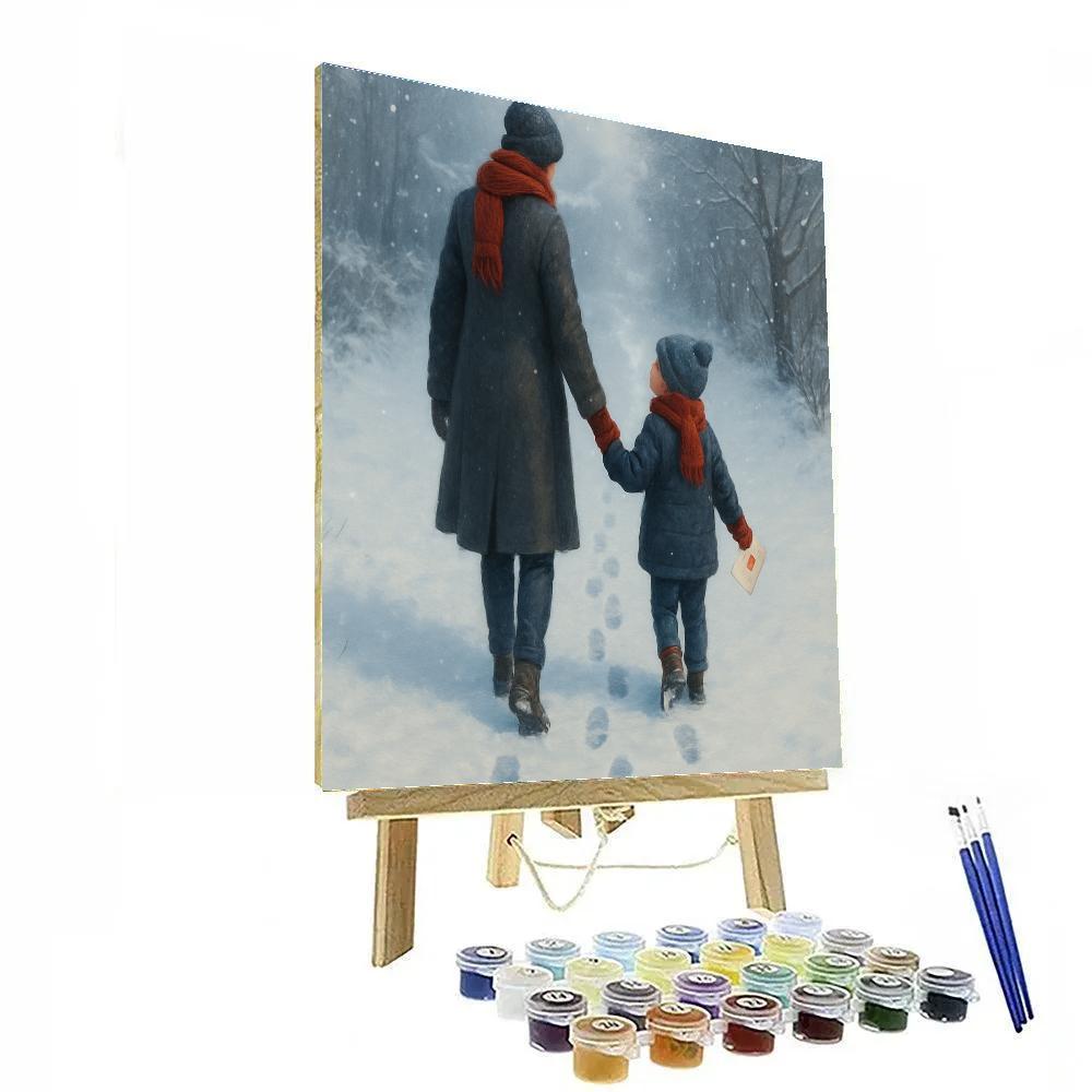 Snowy Path Handprints With Mom paint by color