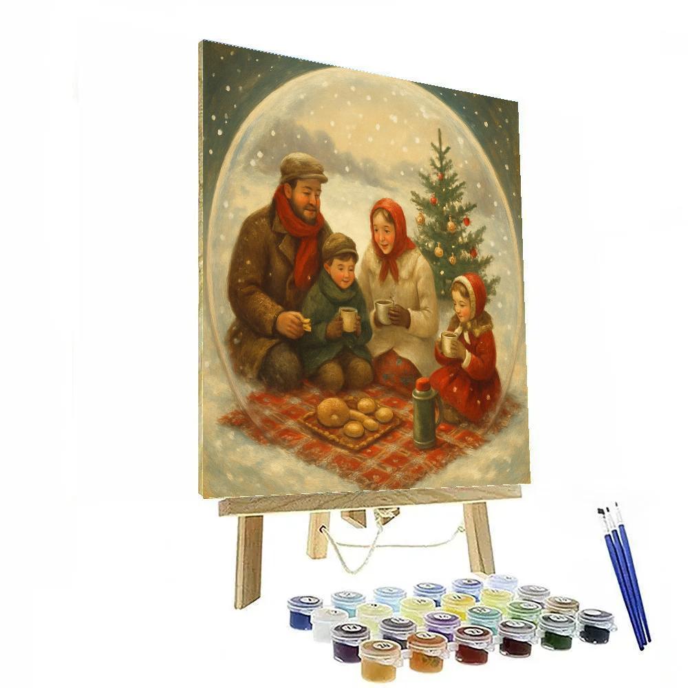 Christmas Picnic In The Snow Globe Meadow Number painting