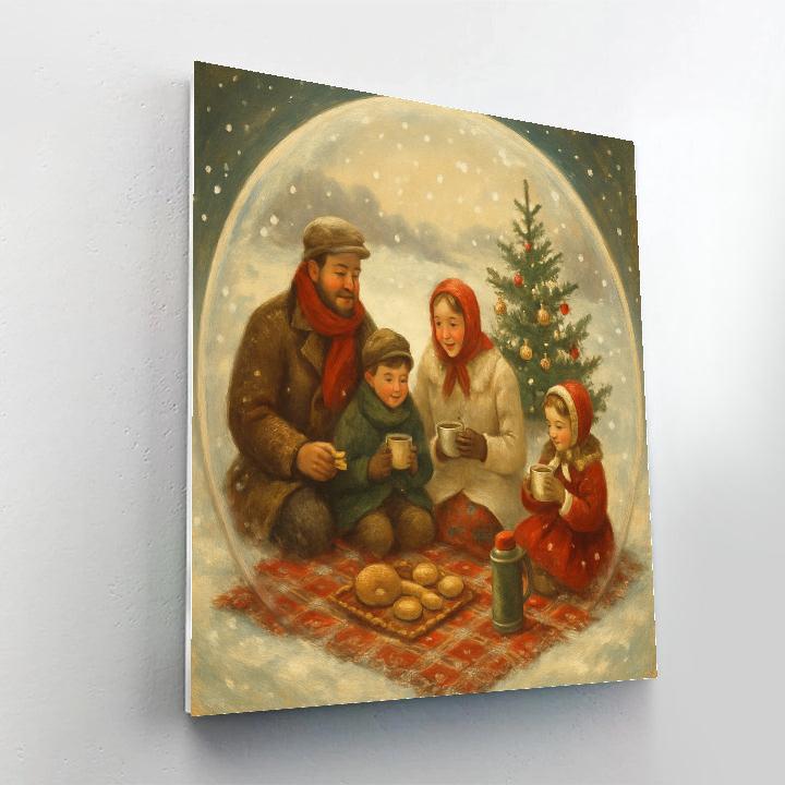 Christmas Picnic In The Snow Globe Meadow Number painting
