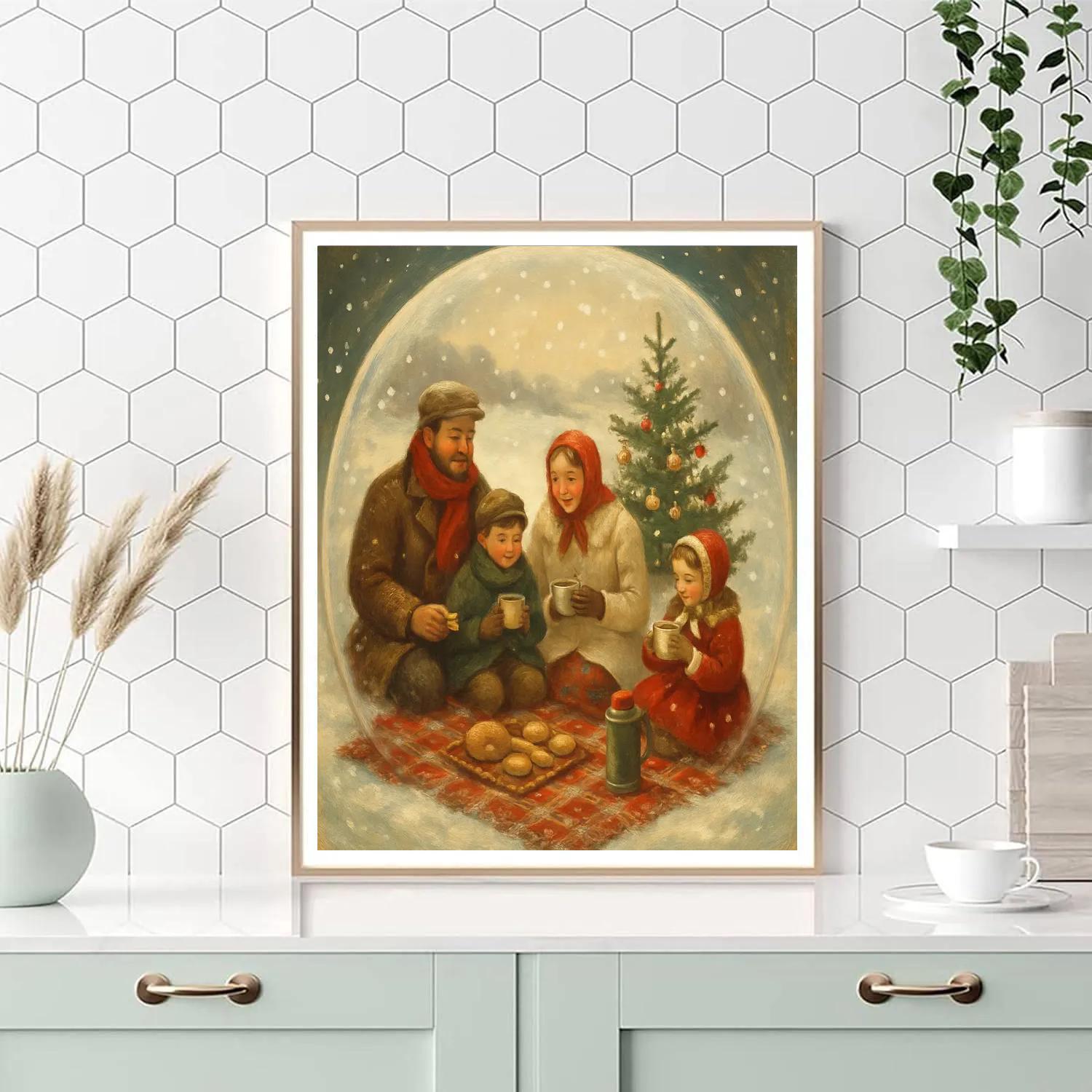 Christmas Picnic In The Snow Globe Meadow Number painting