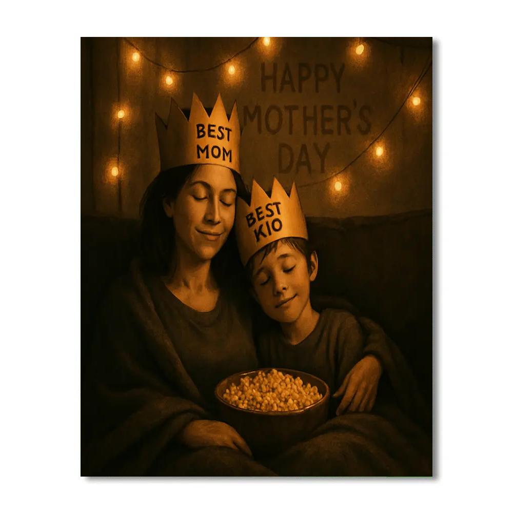 Mothers Day Movie Night Nest Painting by numbers kit