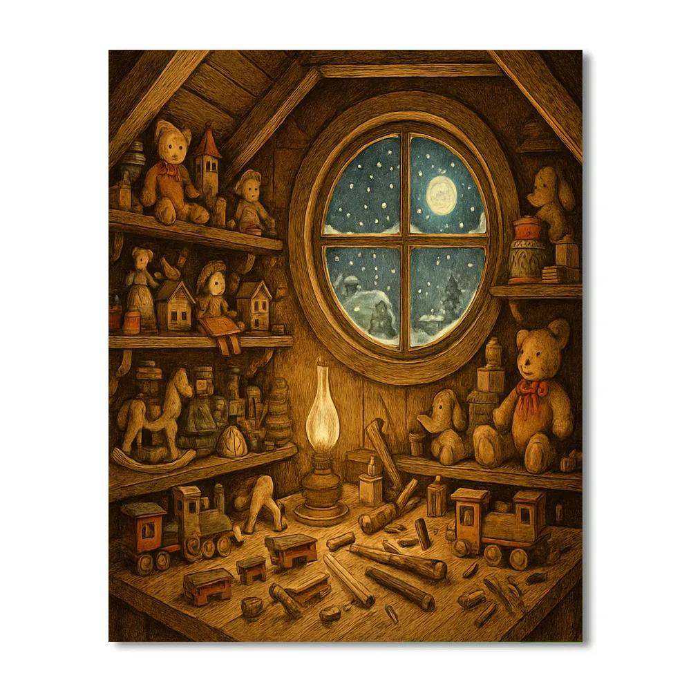 Toy Workshop In The Attic Snowlight paint by number