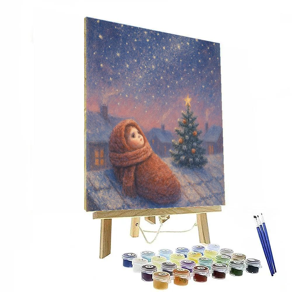 Christmas Stargazer On The Rooftop Number painting