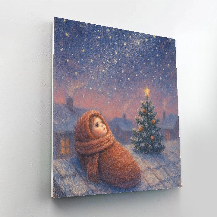 Christmas Stargazer On The Rooftop Number painting