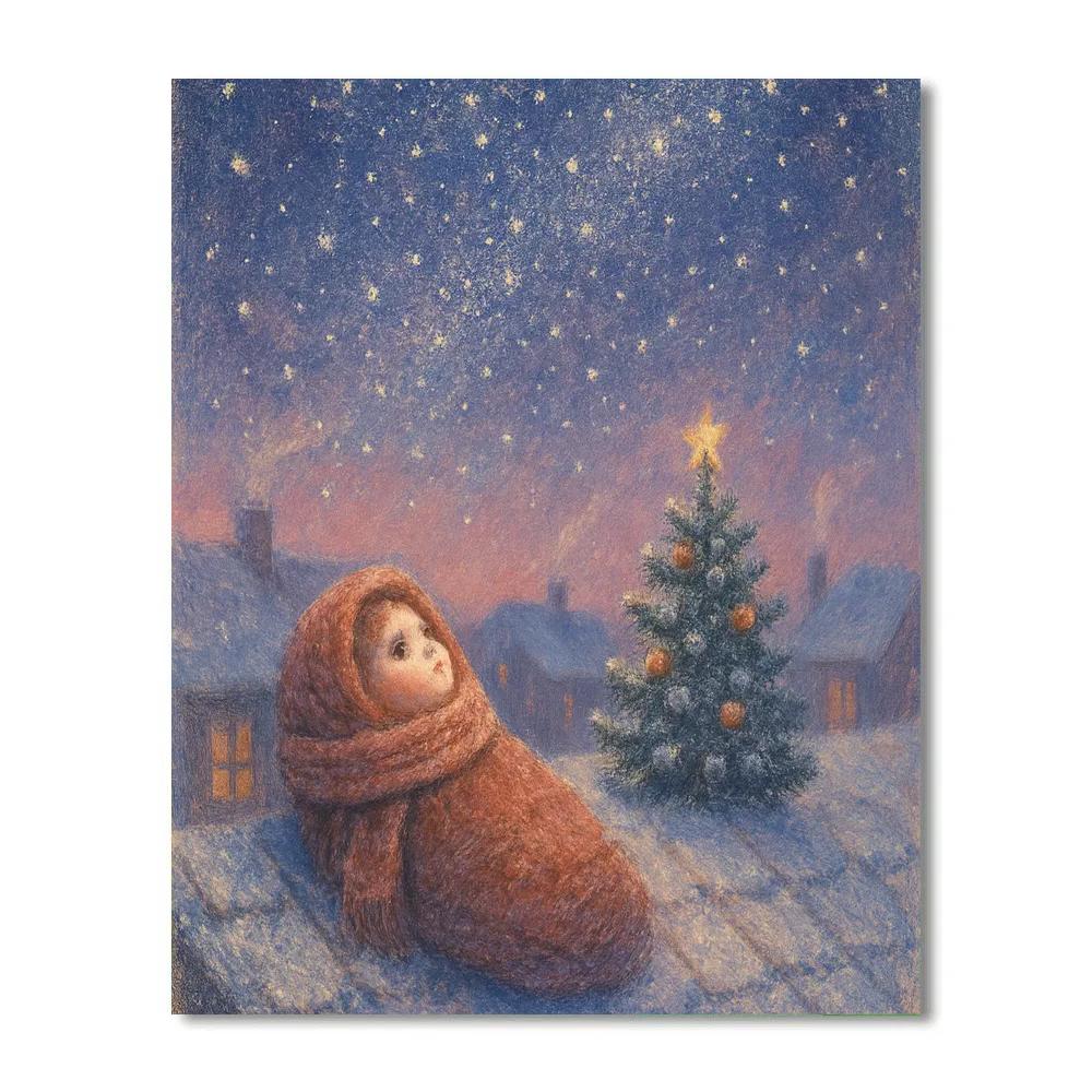 Christmas Stargazer On The Rooftop Number painting