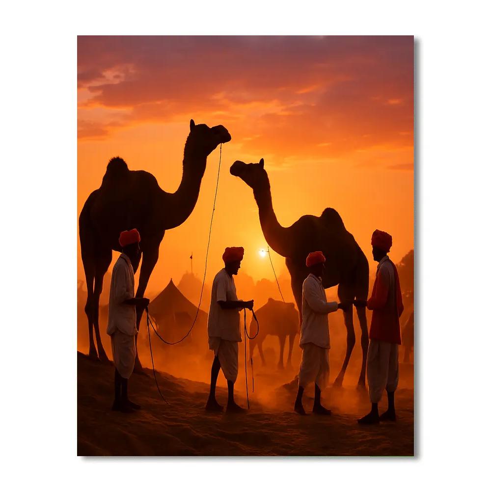 Pushkar Camel Fair Dunes At Sunset paint by number
