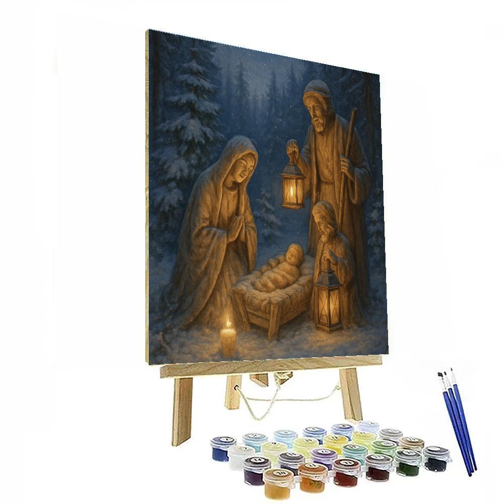 Snowy Nativity In The Forest Clearing DIY paint by numbers