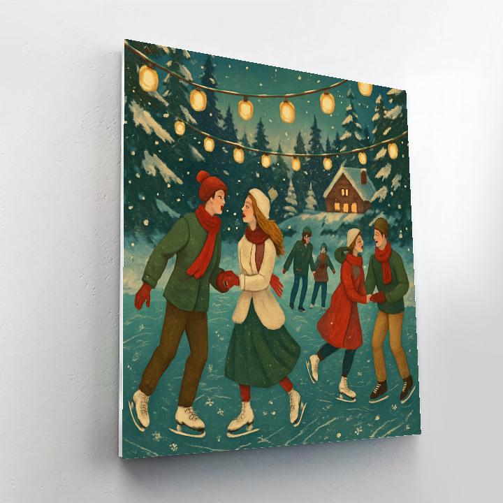 Holiday Skaters Under Lantern Strings Paint by numbers kits