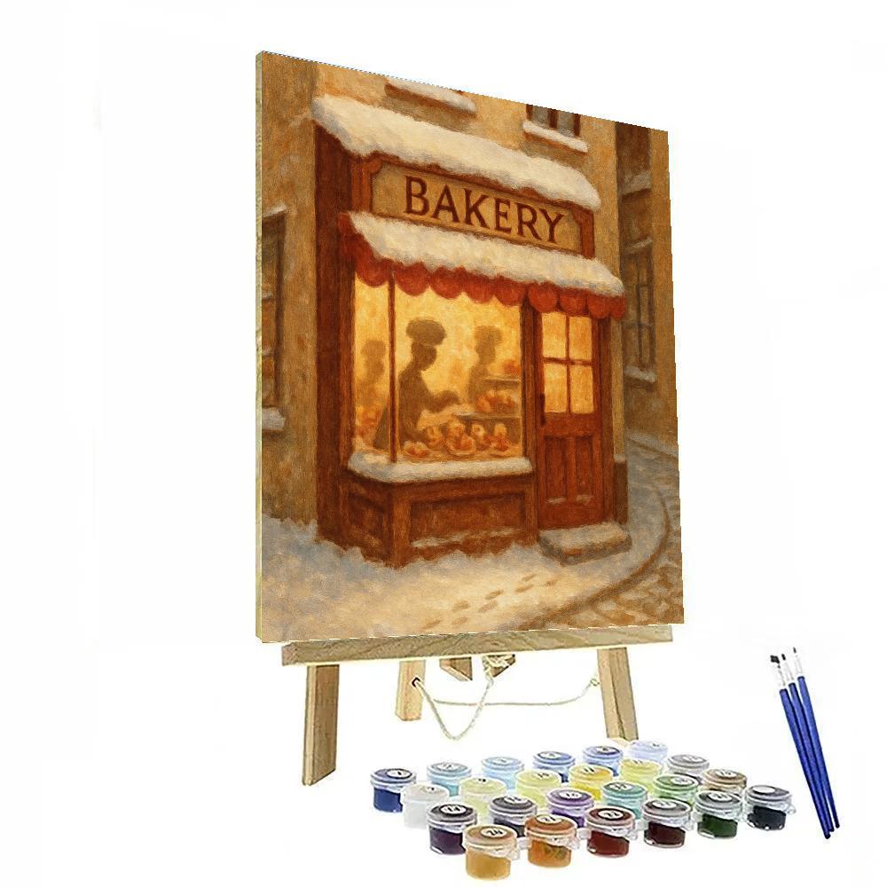 Christmas Bakery On The Corner Street Paint by numbers kits