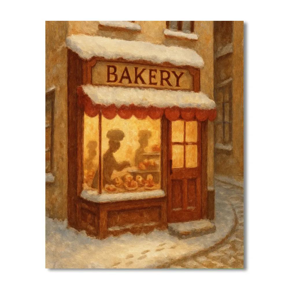 Christmas Bakery On The Corner Street Paint by numbers kits