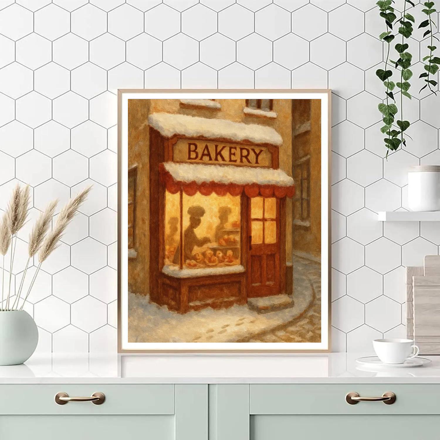 Christmas Bakery On The Corner Street Paint by numbers kits