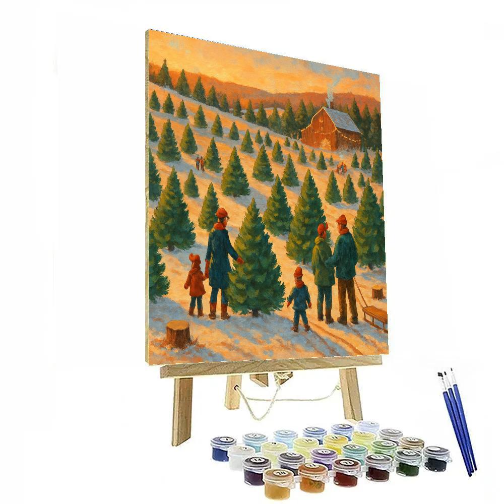Christmas Tree Farm At Golden Dusk Paint by numbers kits