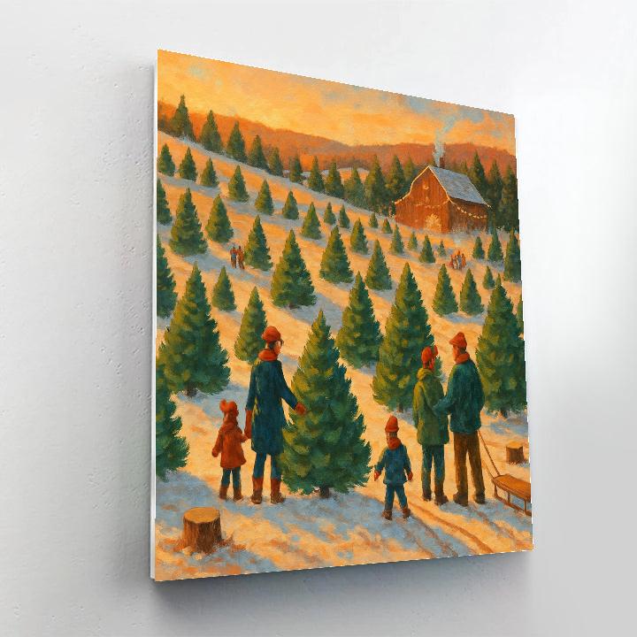 Christmas Tree Farm At Golden Dusk Paint by numbers kits