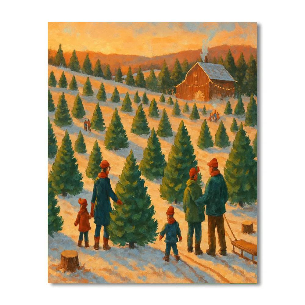 Christmas Tree Farm At Golden Dusk Paint by numbers kits