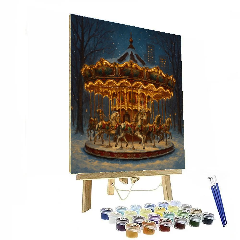 Midnight Christmas Carousel In The Park DIY paint by numbers