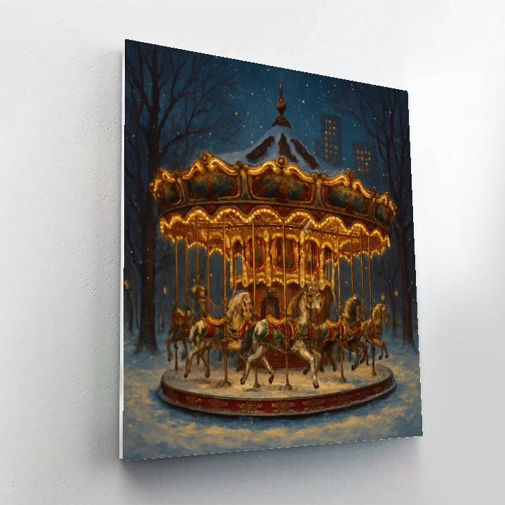 Midnight Christmas Carousel In The Park DIY paint by numbers